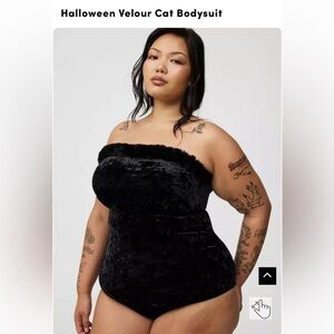 Torrid Black Marabou Strapless Velour Bodysuit